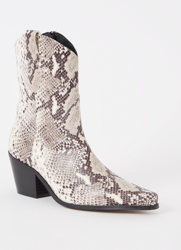 Dune London  Pardner 2 cowboylaars van leer met slangenprint