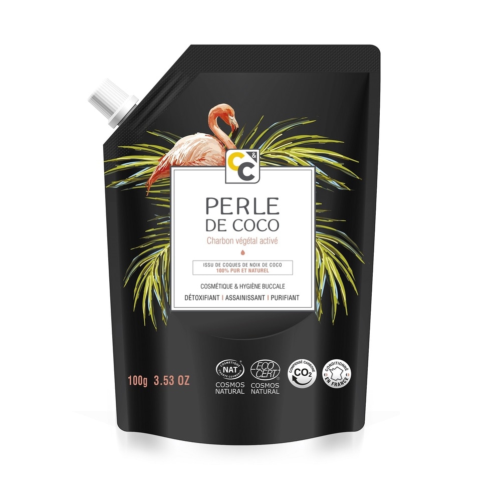 comptoirs et compagnies CHARBON VÉGÉTAL ACTIVÉ COSMÉTIQUE CERTIFIÉ COSMOS NATURAL PERLE DE COCO CHARBON VEGETAL