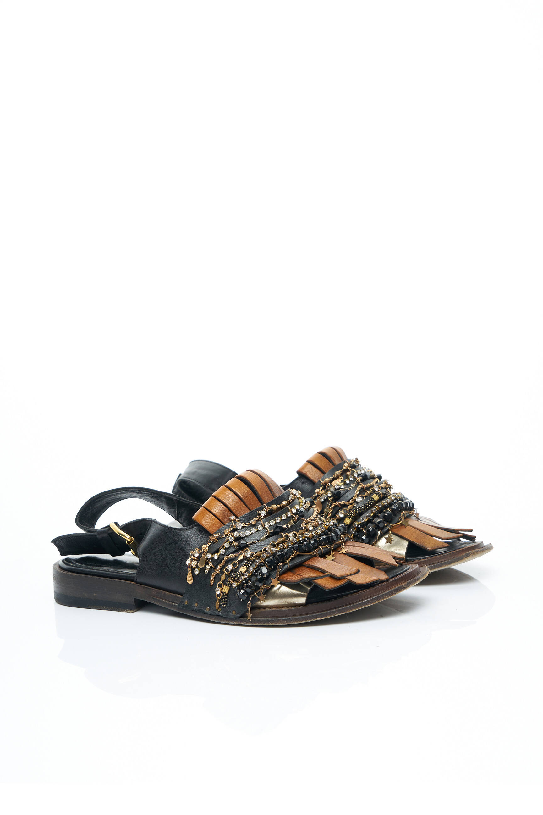 Leather Crown Sandales Nu Pieds Femme couleur noir