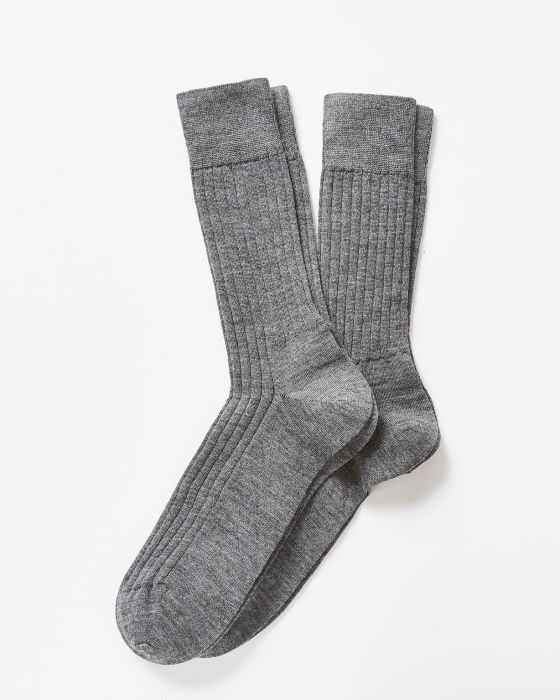Lot de 2 paires de chaussettes côte Derby 80% laine Mérinos.
