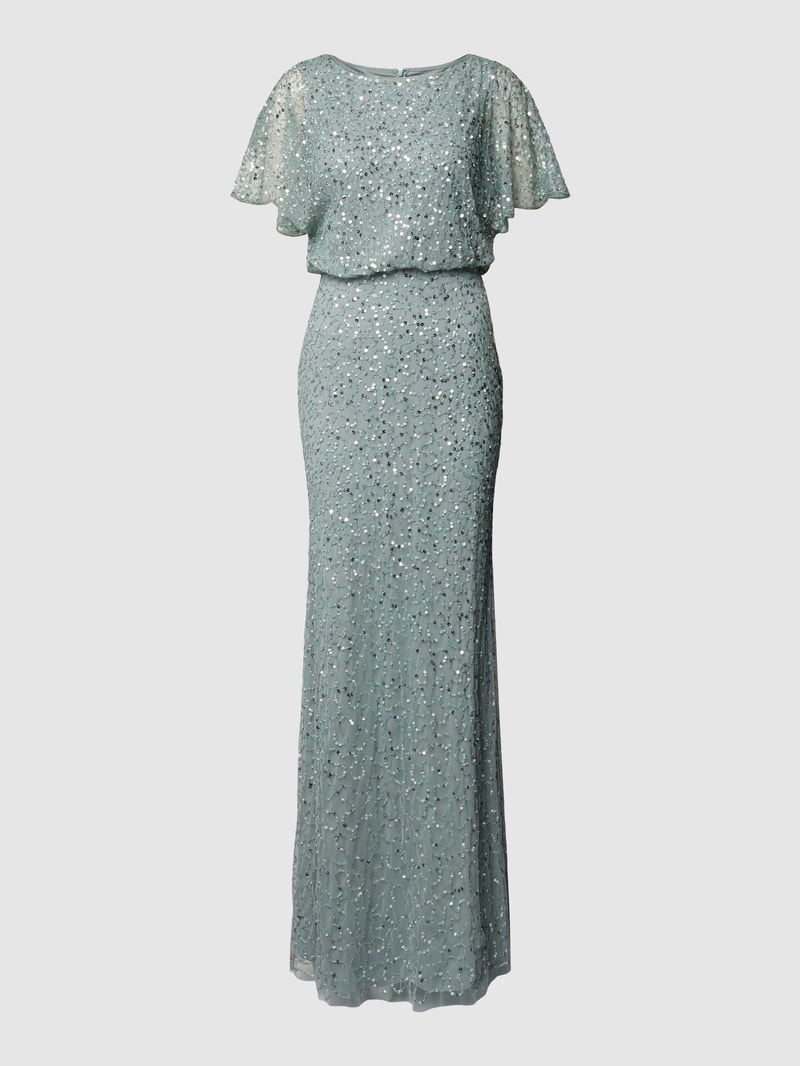 Abendkleid mit Paillettenbesatz in schilf
