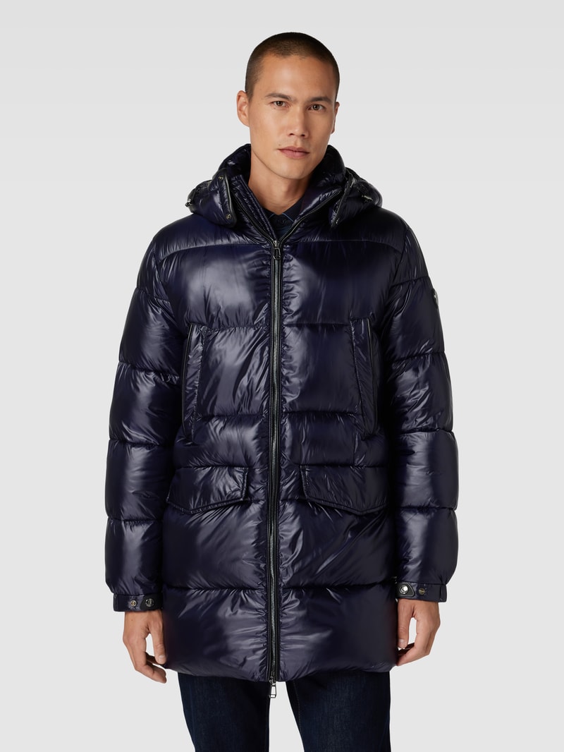 Steppjacke mit Kapuze Modell 'Castor' in marineblau