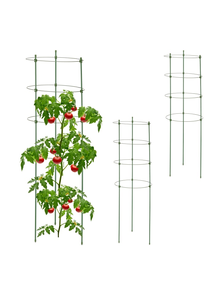 relaxdays 3 x Tomatenturm in Grün - (H)91 x Ø 28 cm günstig kaufen onesize
