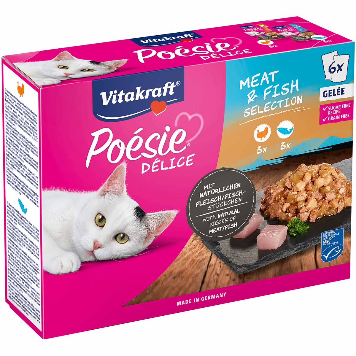 Vitakraft PoésieDéli Gelée Meat&Fish MSC 6x85g bei ZooRoyal