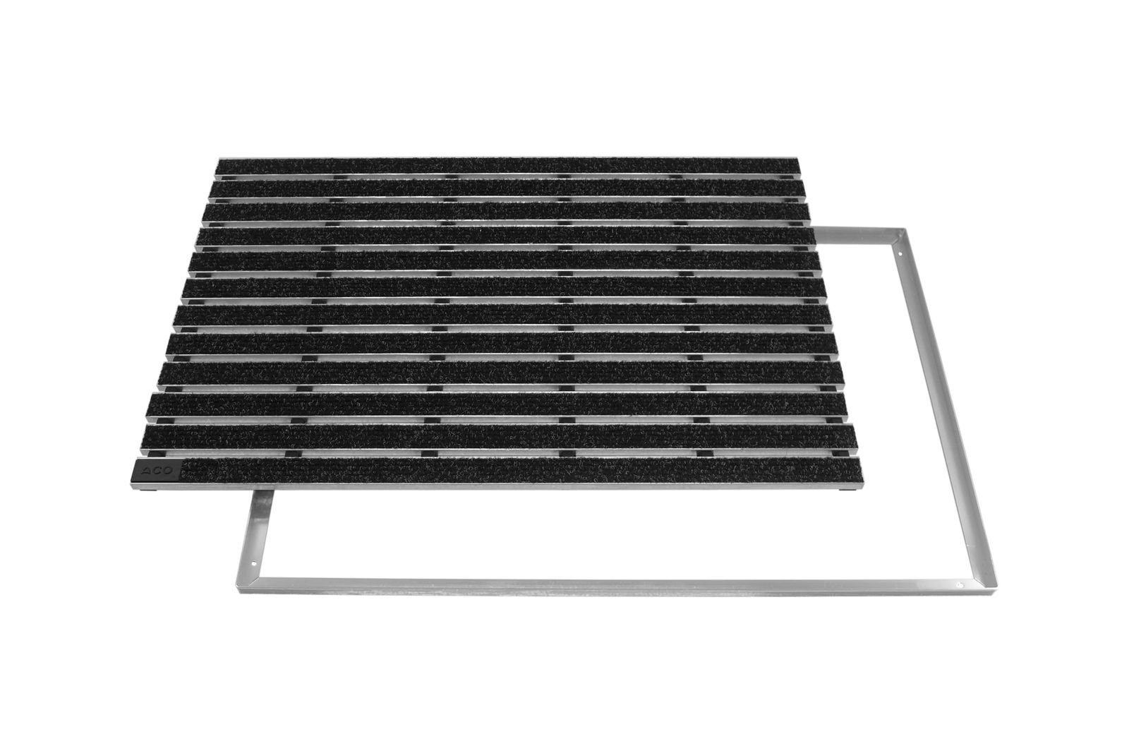 Fußmatte ACO 750x500x12mm Schuhabstreifer Rips anthrazit Fußmatte Türmatte mit ALU Rahmen Eingangsmatte Indoor, ACO Severin Ahlmann GmbH & Co. KG, rechteckig, Höhe: 12 mm, einfache Montage für Selbstbau