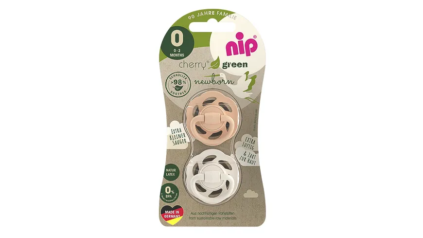 nip® Schnuller Cherry Green Newborn Latex Größe 0 (ab 0 Monate)