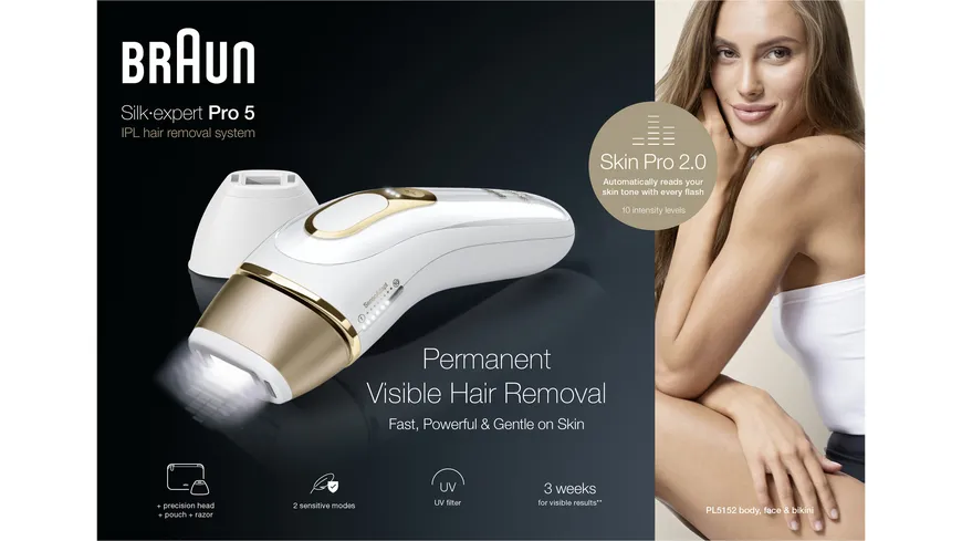 BRAUN IPL-Haarentfernungsgerät Silk·expert Pro 5 PL5152 Weiß / Gold