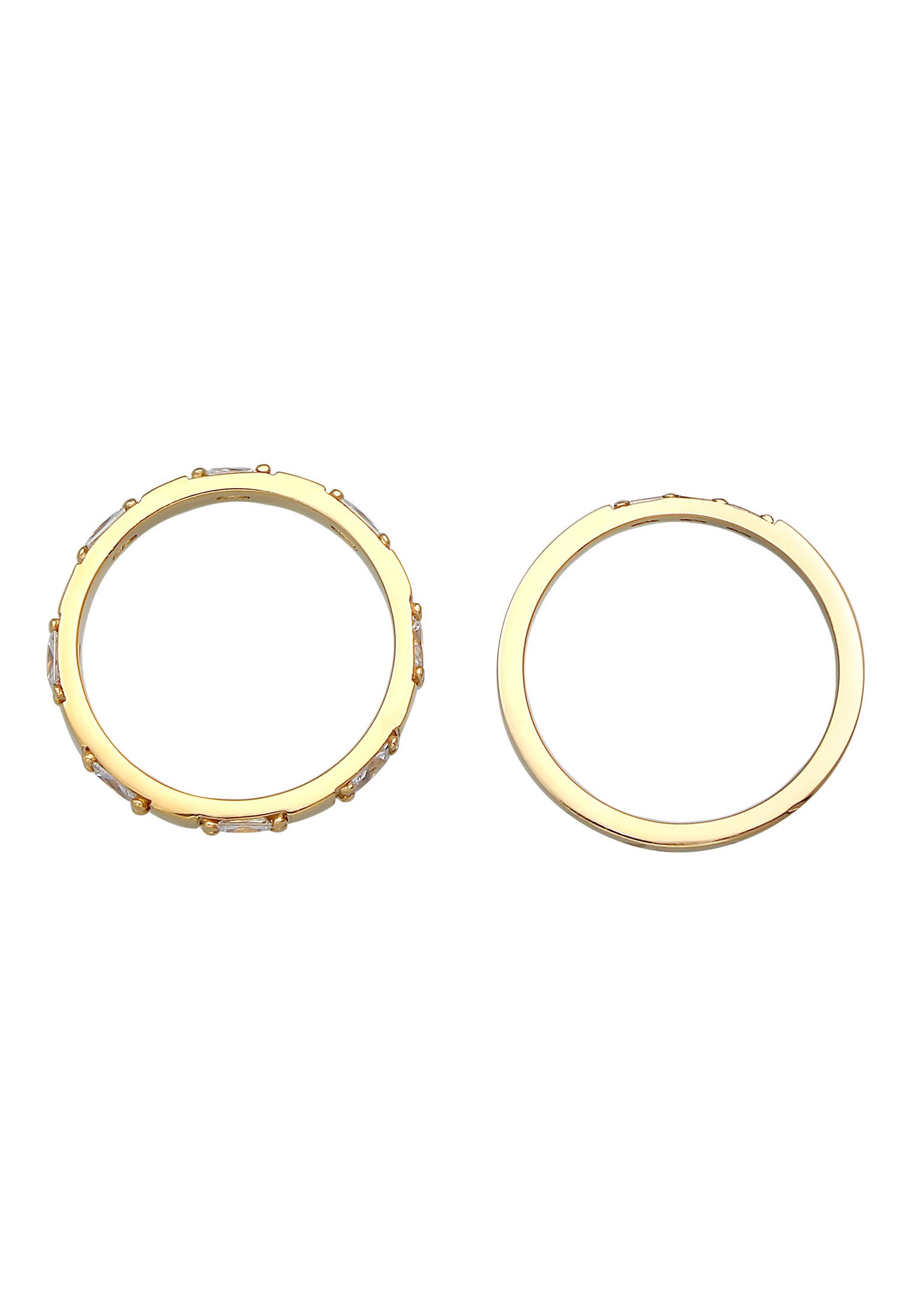 Anello da donna Elli Duo con taglio baguette e cristalli di zirconi cubici in argento sterling 925 placcato oro.
