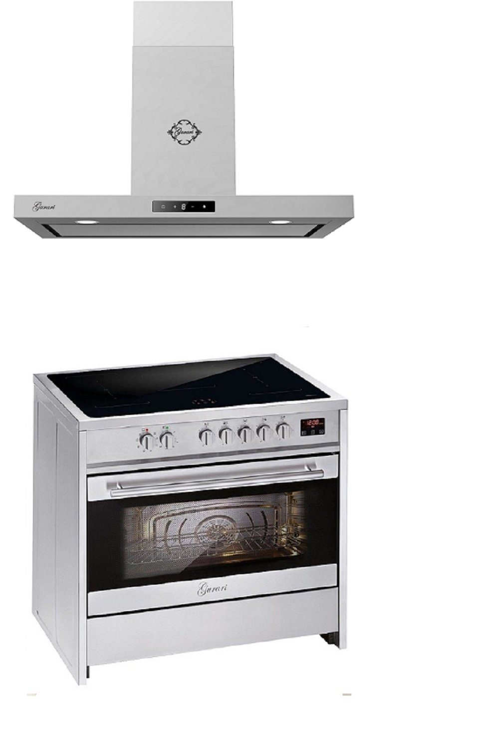 GURARI Induktions-Standherd GCH E 913 X+CH 5001, Induktions Standherd 90 cm+Dunstabzugshaube 90 cm