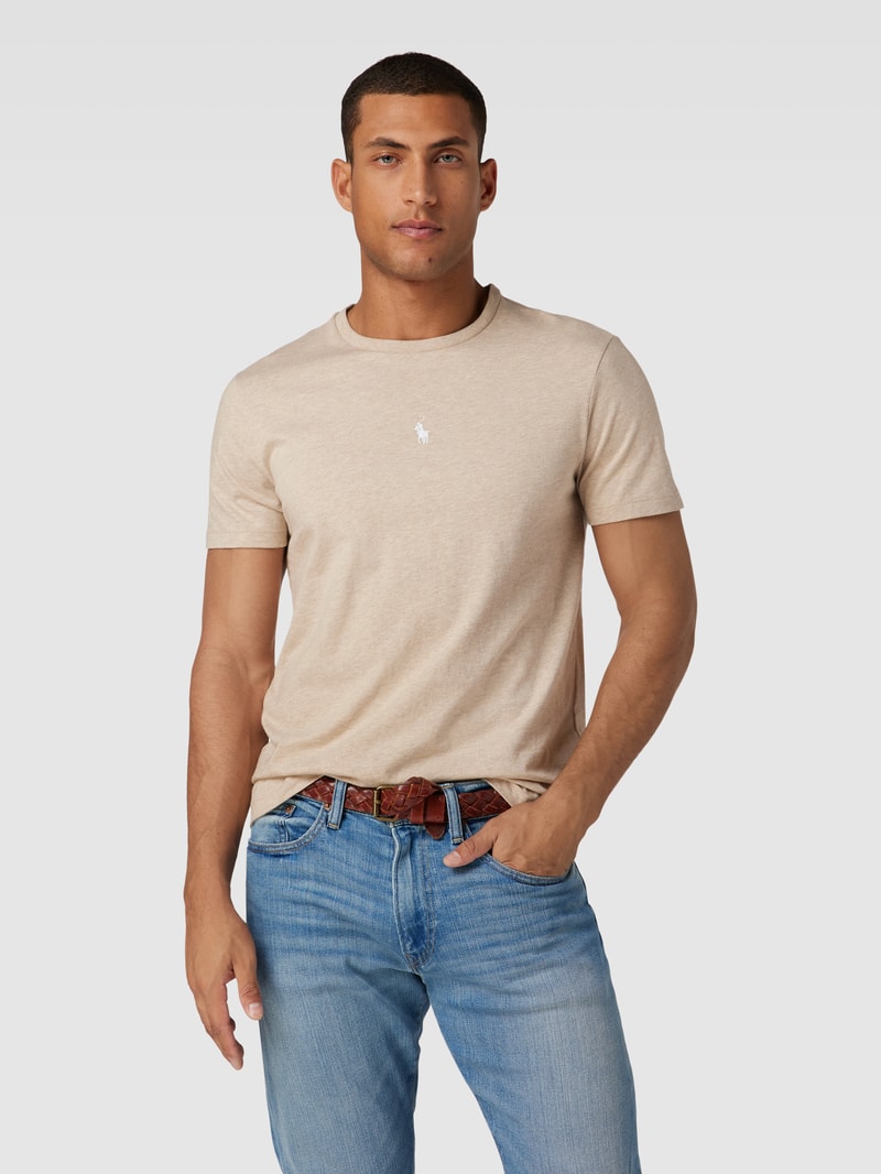 T-Shirt mit Logo-Stitching in sand