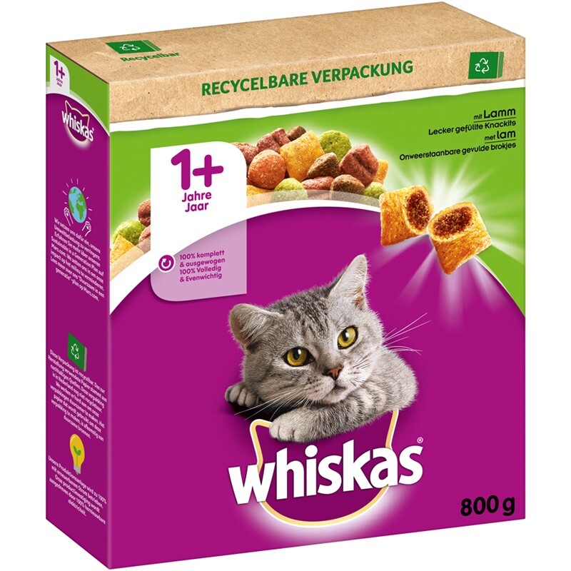 Whiskas Trockenfutter Whiskas 1+ Adult Trockenfutter 800g Lamm
