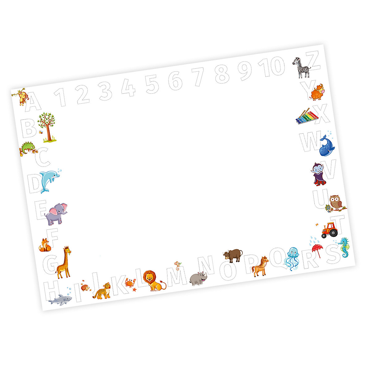 Papierunterlage A2 Schreibtischunterlage Alphabet + Zahlen Schreibtischunterlagen