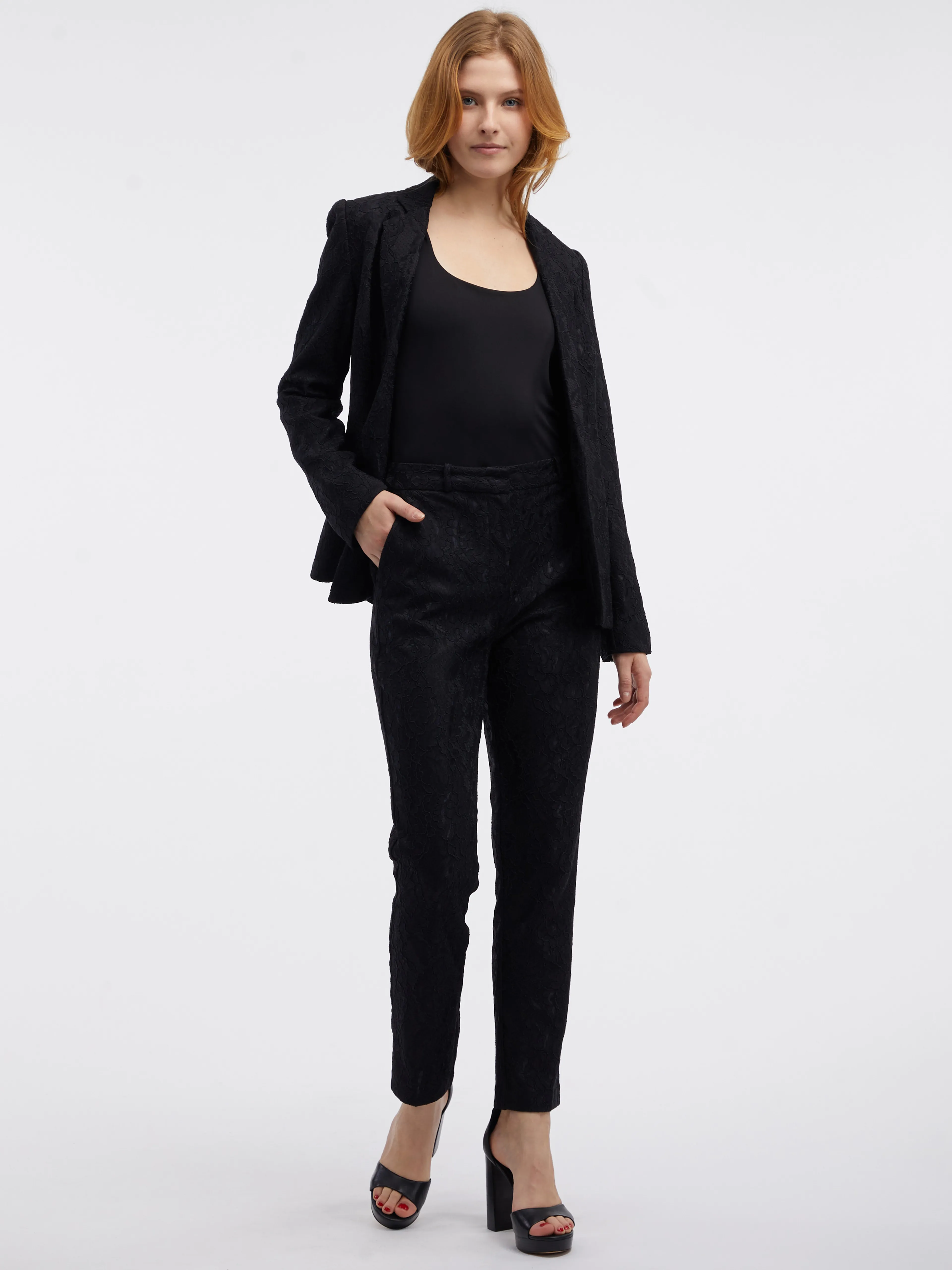 Schwarze gemusterte Damenjacke ORSAY