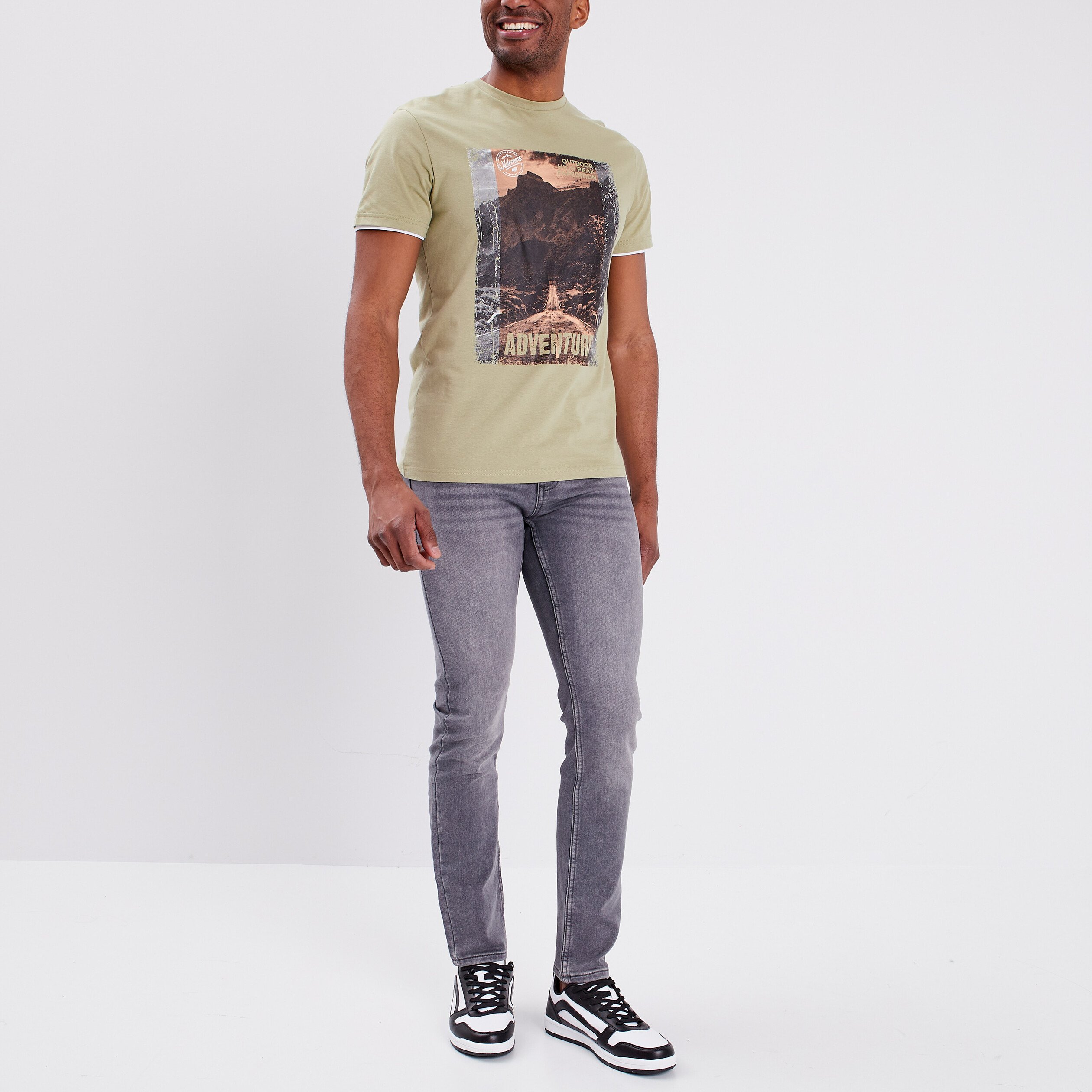 Jeans slim stretch Creeks denim gris homme | La Halle