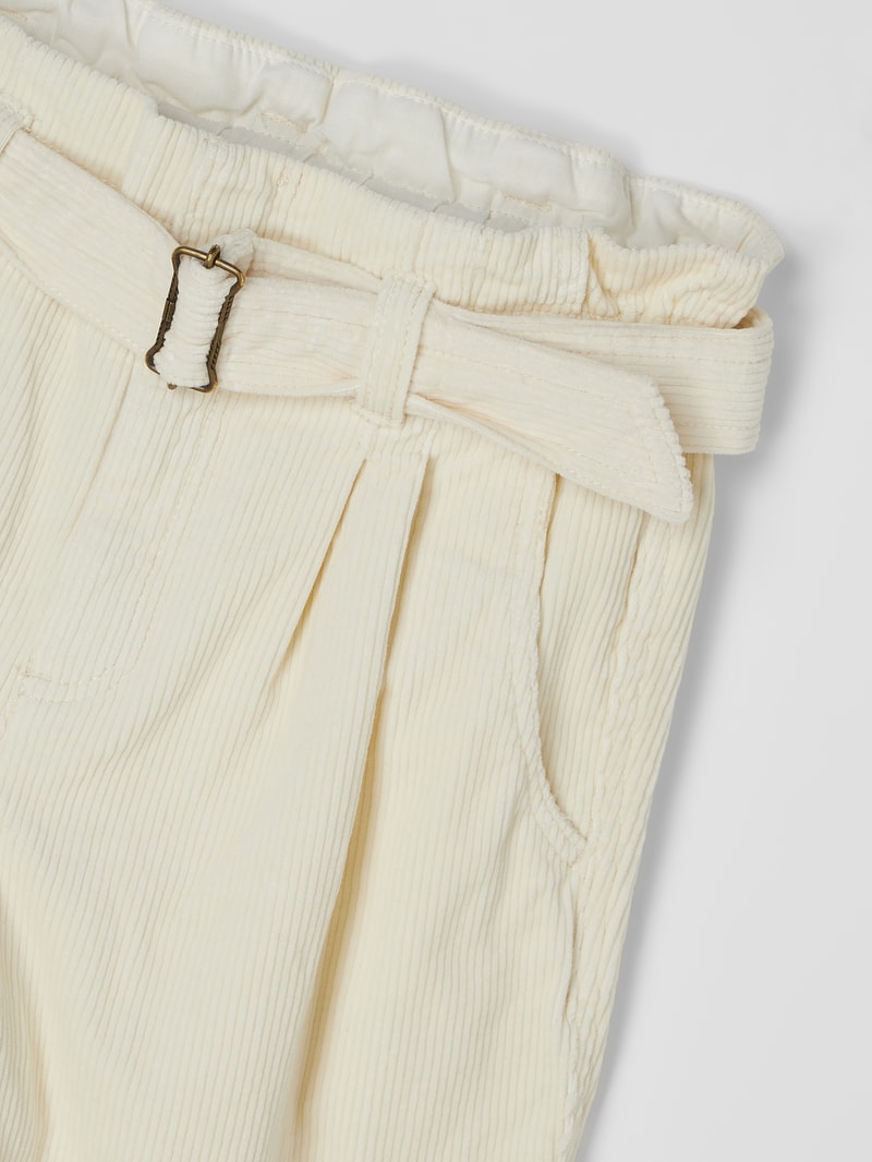 Paperbag-Hose aus Cord in offwhite