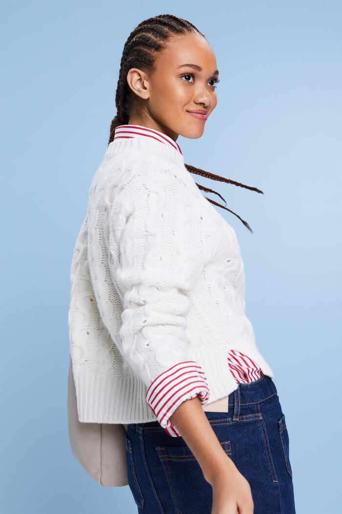 Zopfstrickpullover, Wolle-Kaschmir-Mix