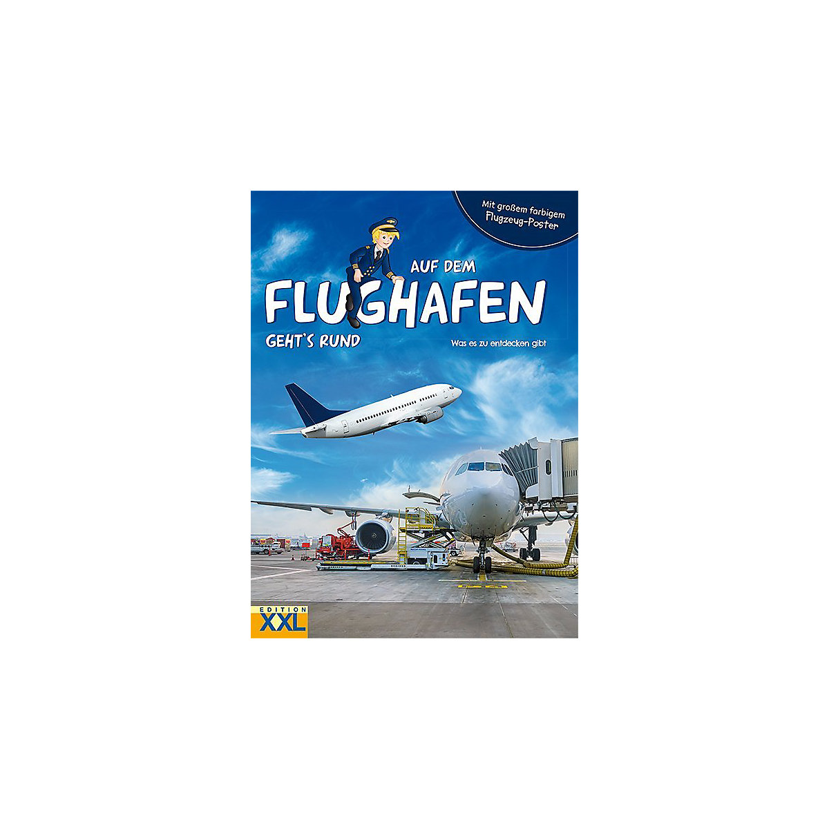 Auf dem Flughafen geht's rund, mit Flugzeug-Poster