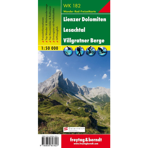 Lienzer Dolomiten, Lesachtal, Villgratental 1 : 50 000. WK 182 - Wanderkarte