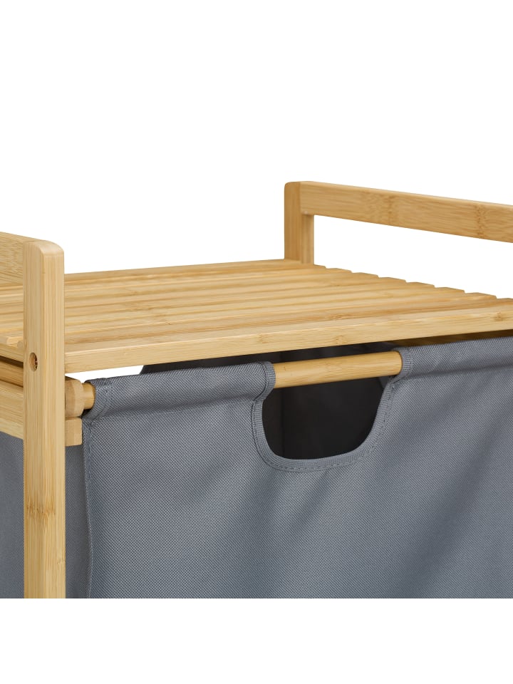 relaxdays Wäschekorb in Natur/ Grau - (B)40 x (H)95 x (T)33 cm günstig kaufen onesize