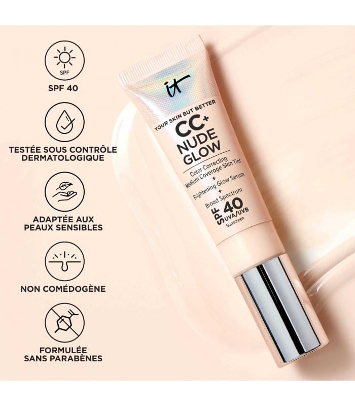 IT COSMETICS-YOUR SKIN BUT BETTER CC+ CREAM NUDE GLOW SPF 40-CC Crème Correctrice illuminatrice