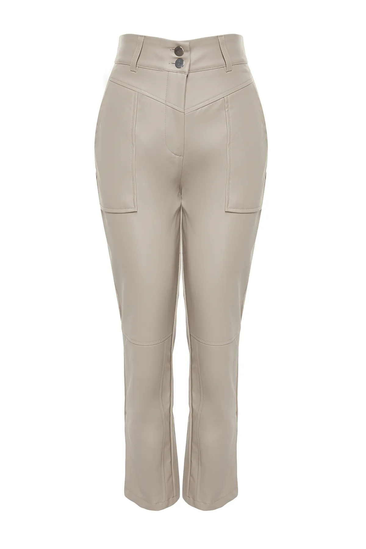 Trendyol Collection  Nerzfarbene Hose aus gewebtem Kunstleder im Zigarettenstil TWOAW22PL0347