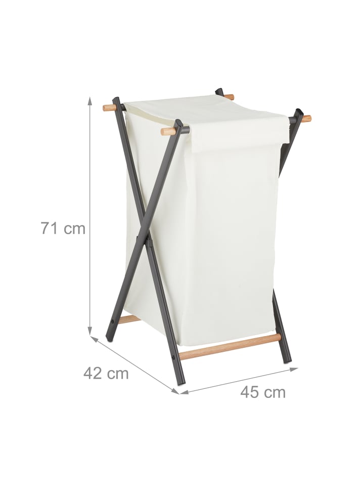 relaxdays Wäschekorb in Creme/ Anthrazit - (B)45 x (H)71 x (T)42 cm günstig kaufen onesize