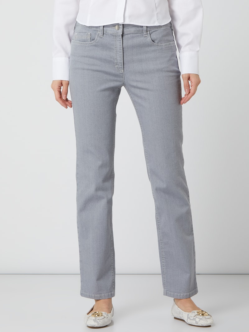 Rinsed Washed Comfort S Fit Jeans Modell CARLA in hellgrau