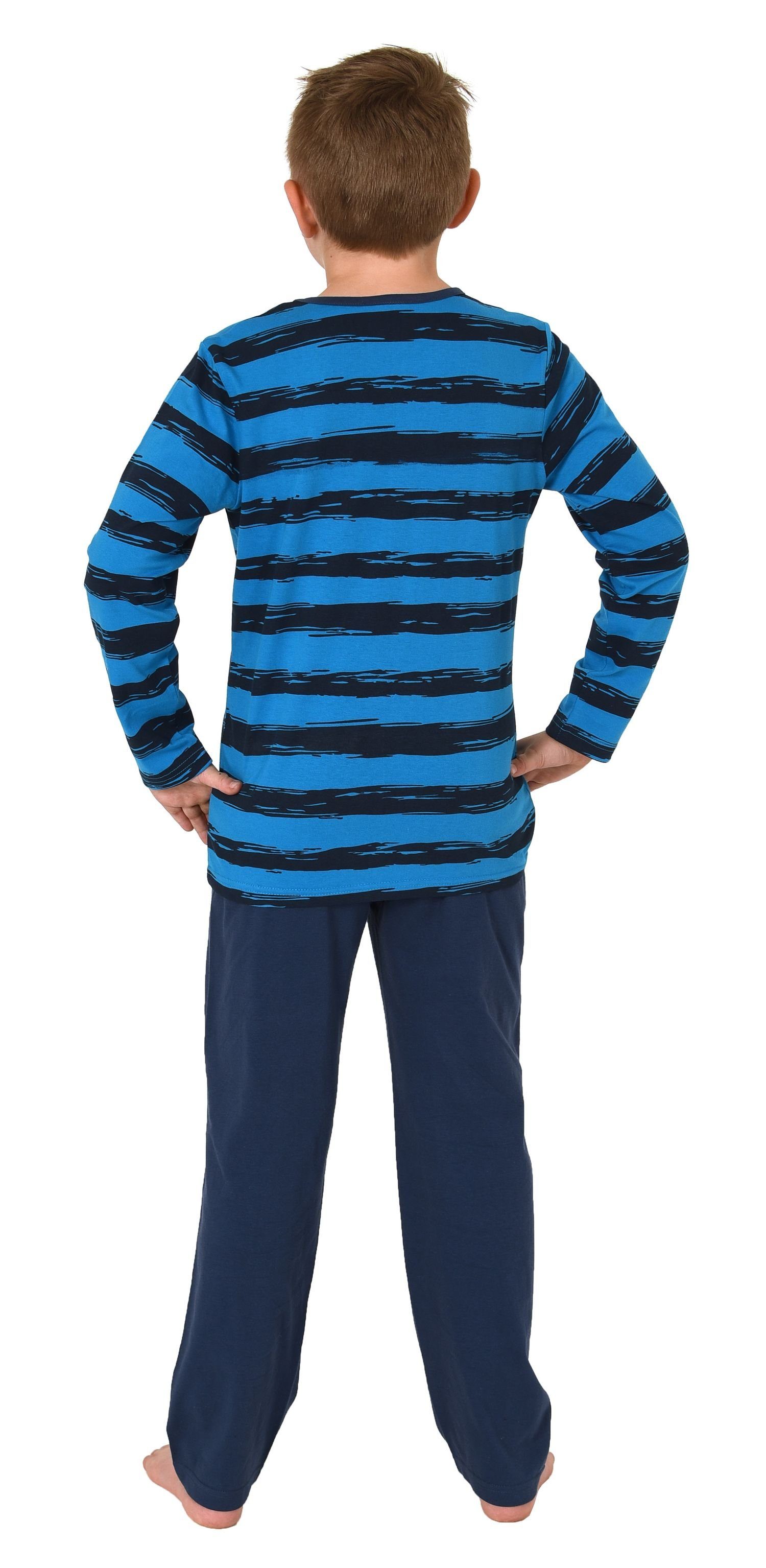 Normann Pyjama Jungen Pyjama lang mit coolem Streifen-Muster - 212 10 700