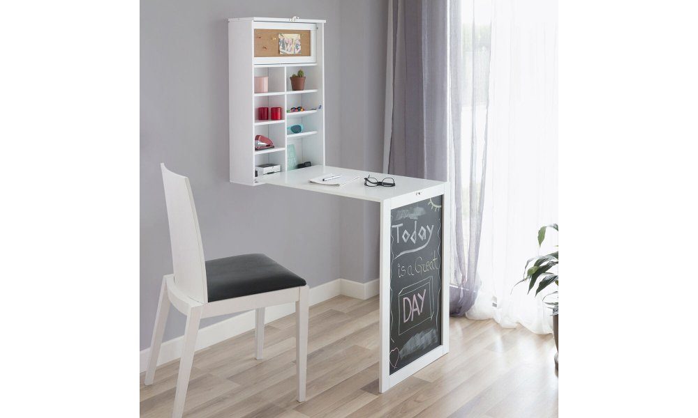 DOTMALL Klapptisch Laptoptisch Wandtisch mit Tafel Wandmontage, Memoboard