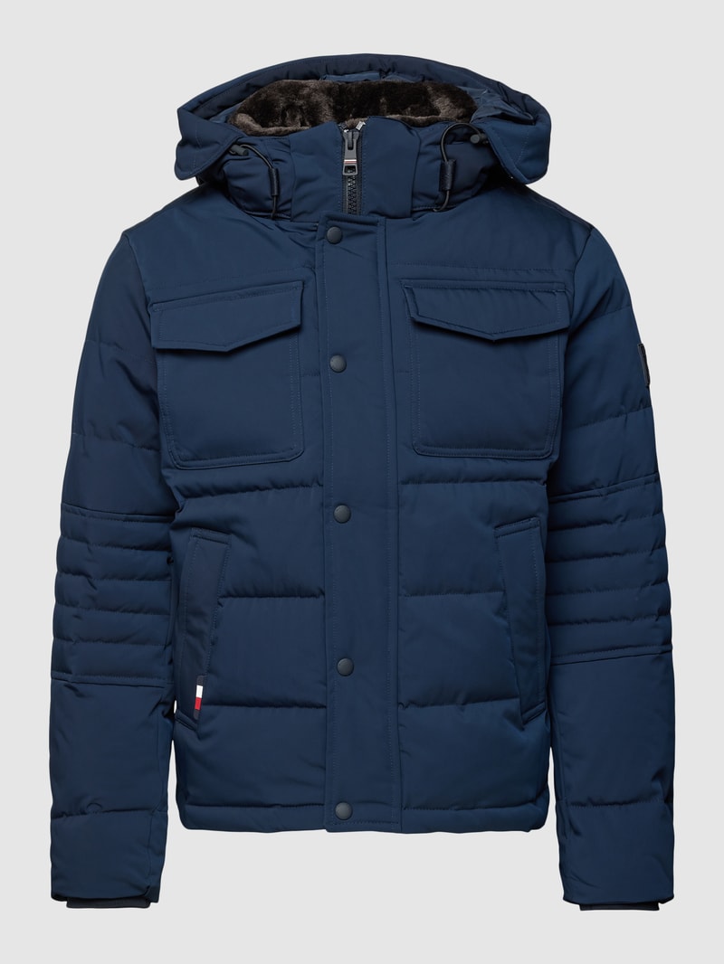 Jacke mit Kapuze Modell 'ROCKIE' in marineblau