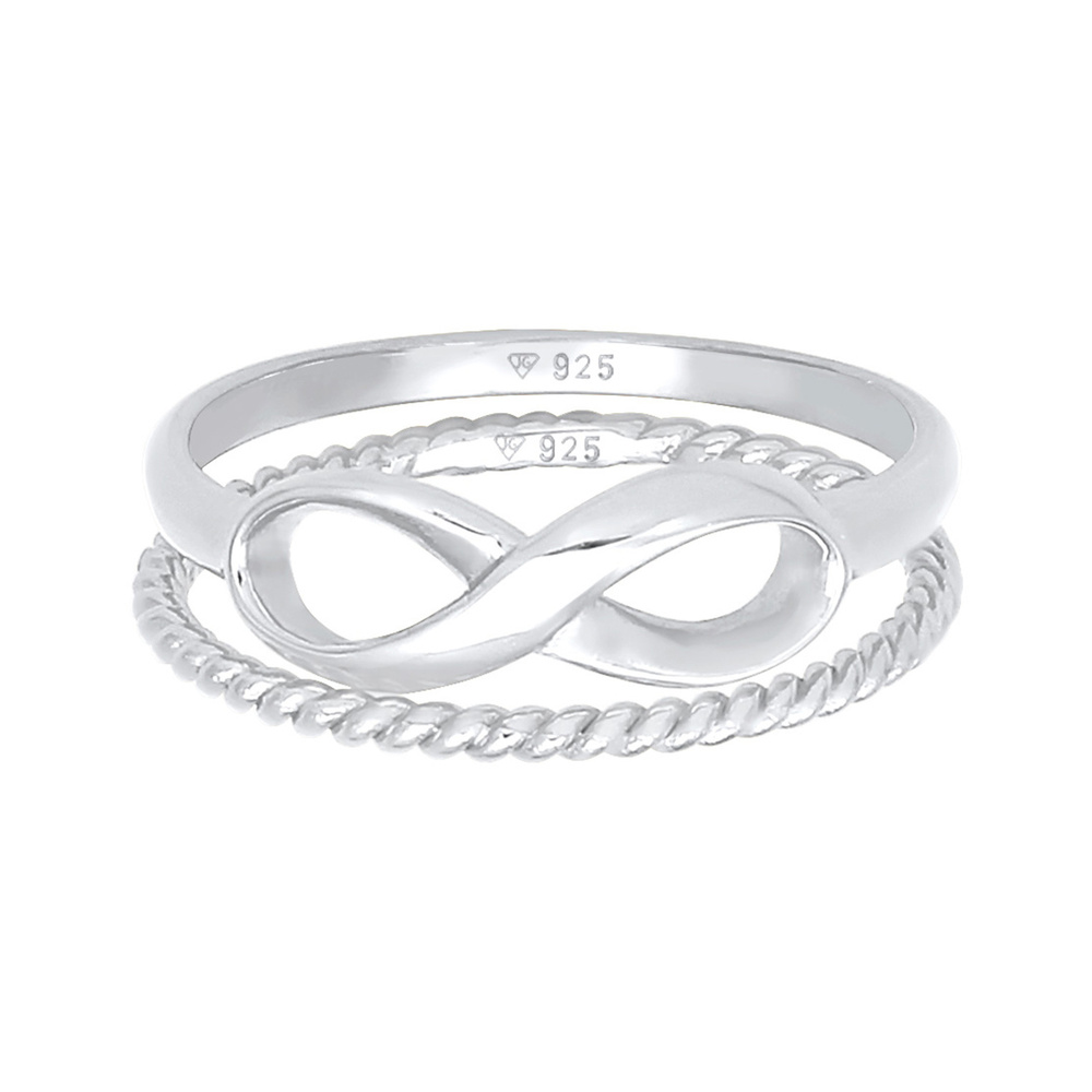 Elli Elli Bague Bague superposée pour femme Duo Infinity Twisted Basic Trend Blogger e Bague