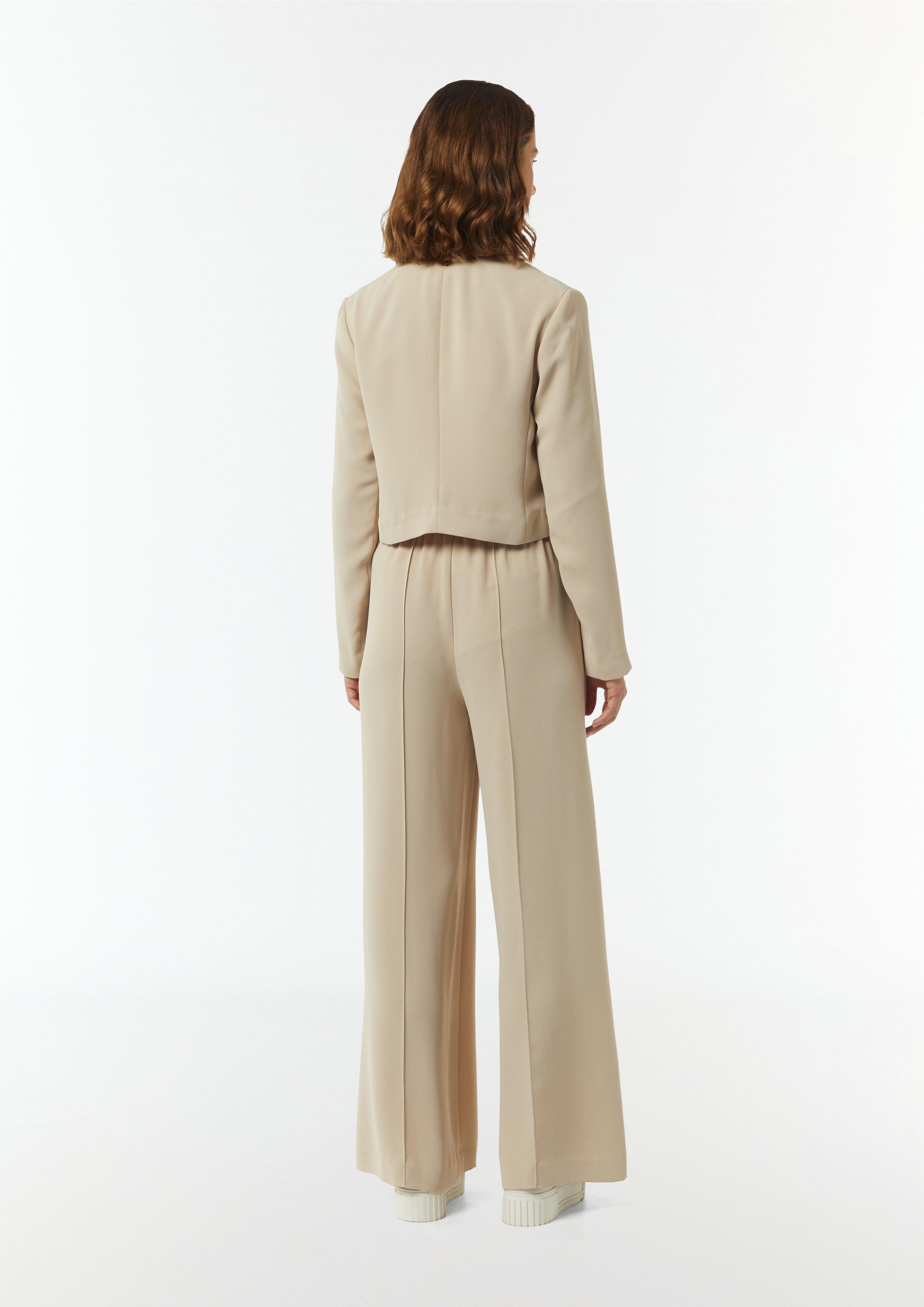 Verkürzter Blazer mit Reverskragen - beige