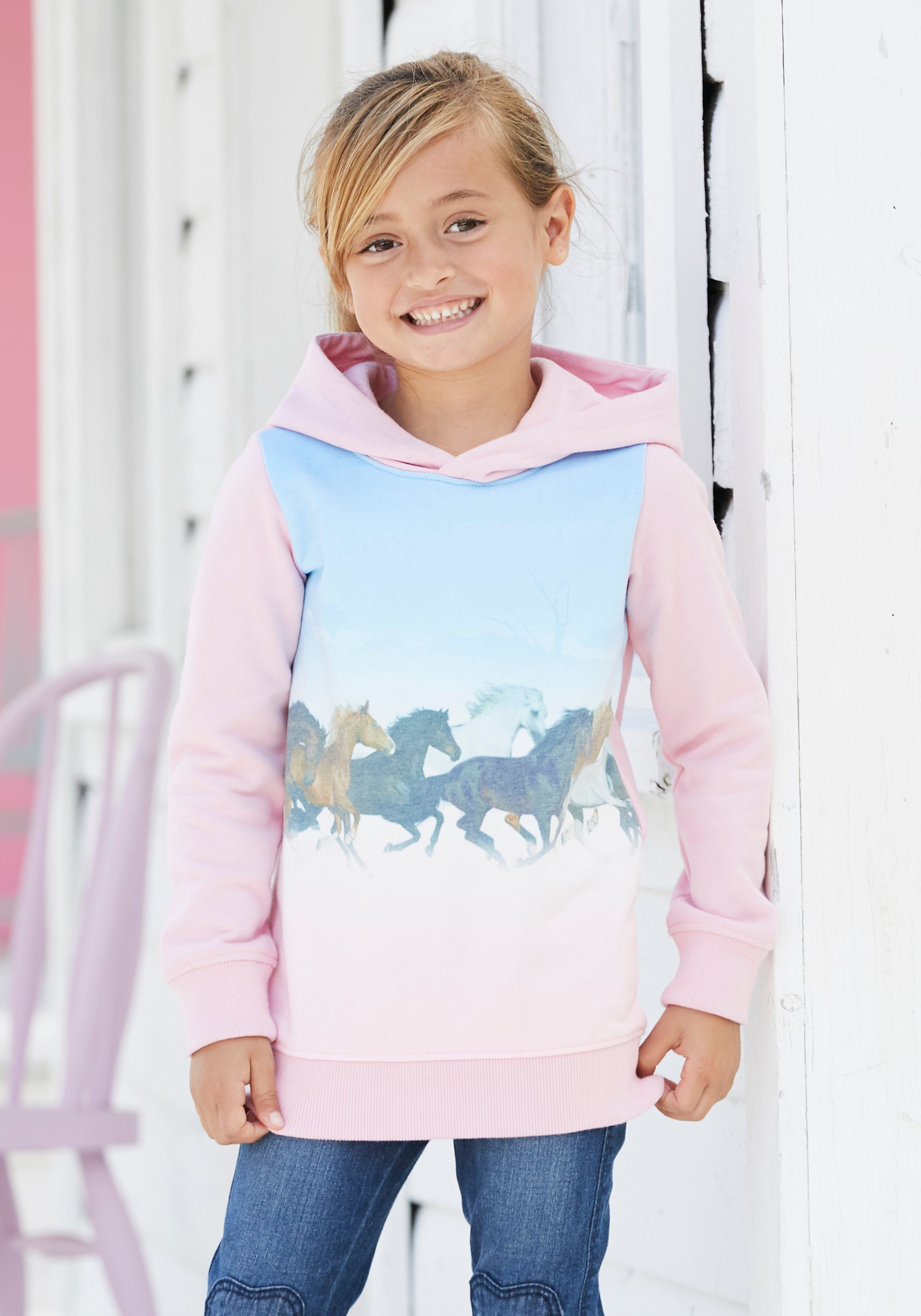 KIDSWORLD Longsweatshirt mit Pferdedruck