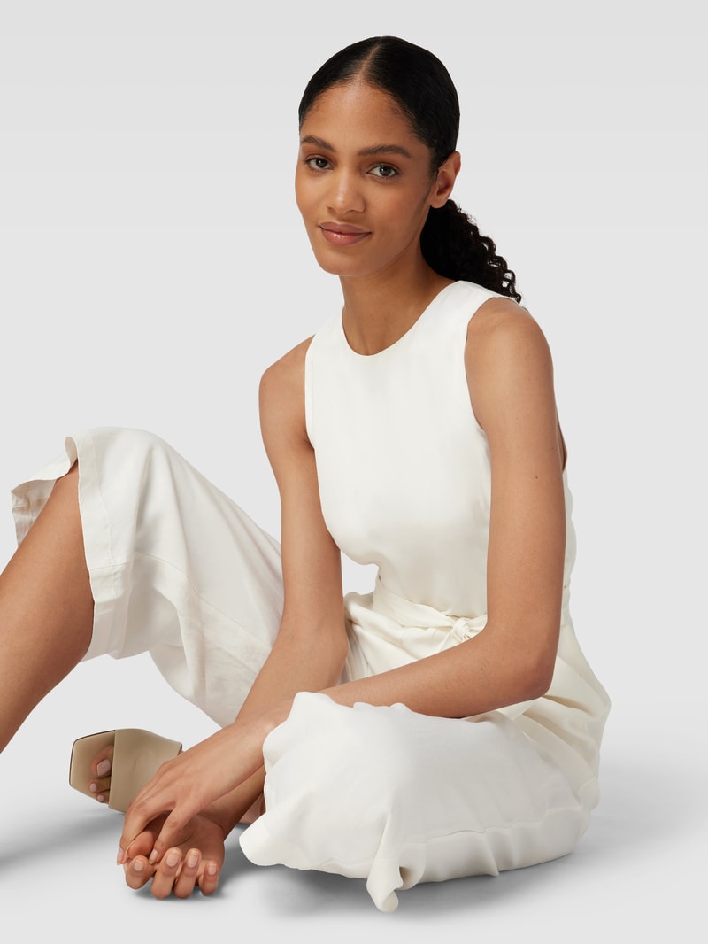 Jumpsuit aus Viskose-Mix mit Leinen-Anteil in weiß