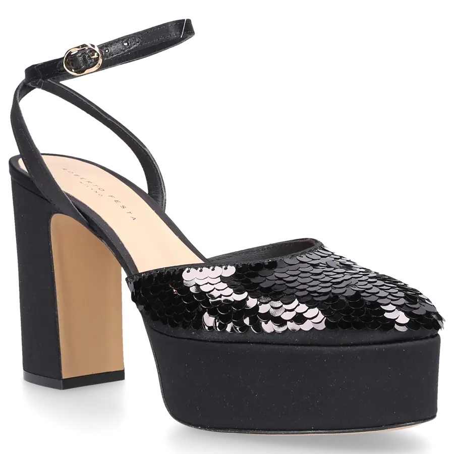 Roberto Festa - Slingpumps LUREX Pailletten Seide - schwarz