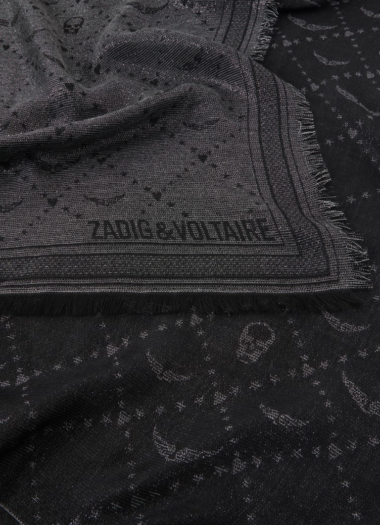 Esarfa Zadig&Voltaire Glenn cu imprimeu logo, dimensiuni 73 x 73 cm.