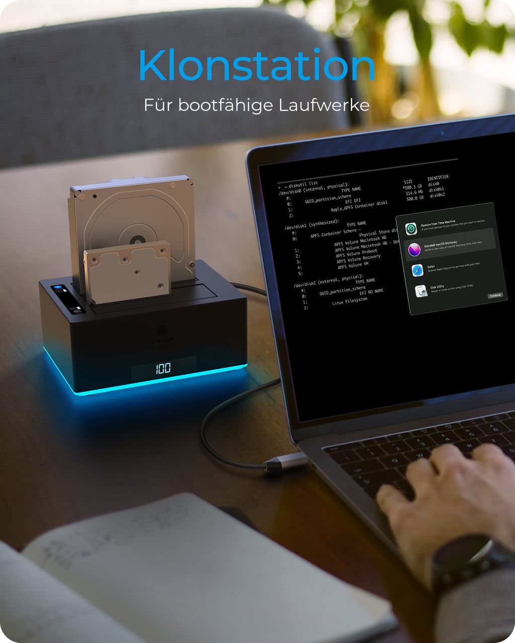ICY BOX IB-127CL-U3, Docking & Klonstation für 2x HDD/SSD