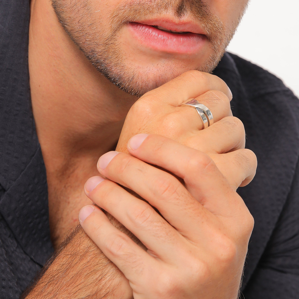 KUZZOI KUZZOI Bague Le bracelet masculin croisé solide en argent sterling 925 Bague