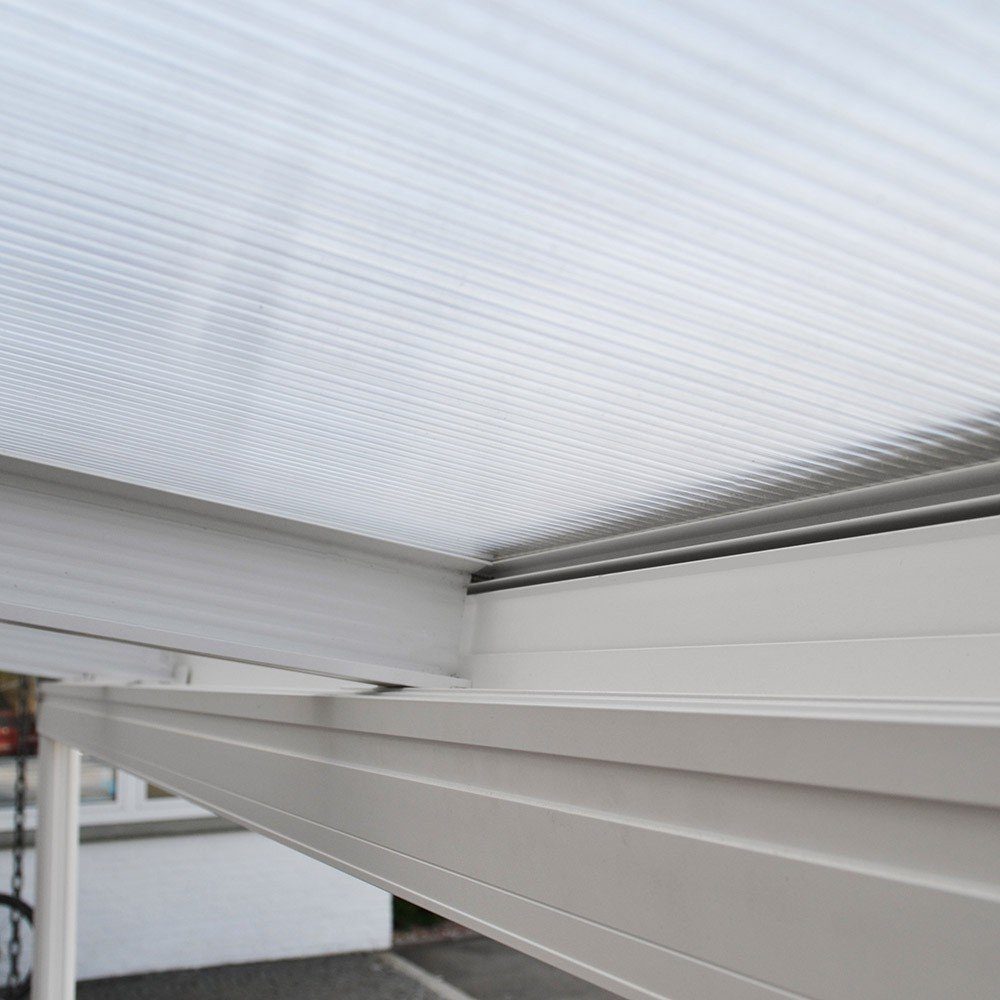 HOME DELUXE Terrassendach Terrassenüberdachung SOLIS Weiß, BxT: 312.00x303.00 cm, Bedachung Doppelstegplatten, (inkl. Hohlkammerplatten, Montagematererial), Wintergartendach Verandaüberdachung Vordach