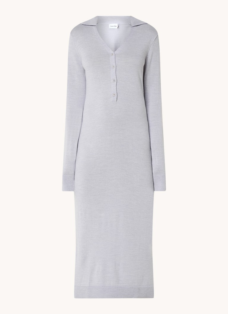 Calvin Klein Jemne pletené vlnené midi šaty s výstrihom do V