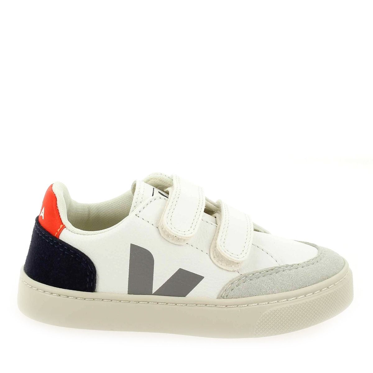 Veja  SMALL V12 VELCRO - Blanc Marine