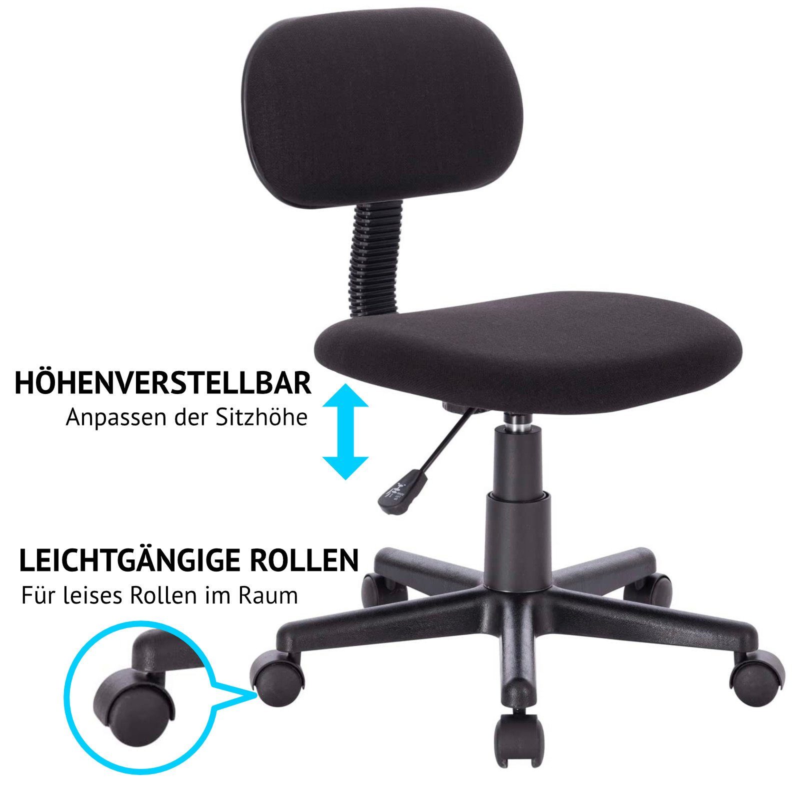 SVITA Schreibtischstuhl MAGGY, Drehstuhl, Bürostuhl, Höhenverstellbar, Schwarz