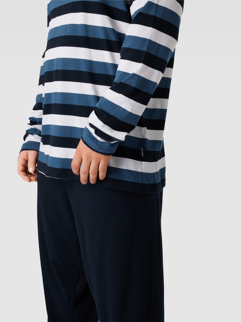 PLUS SIZE Pyjama mit Streifenmuster Modell 'MELBOURNE' in blau