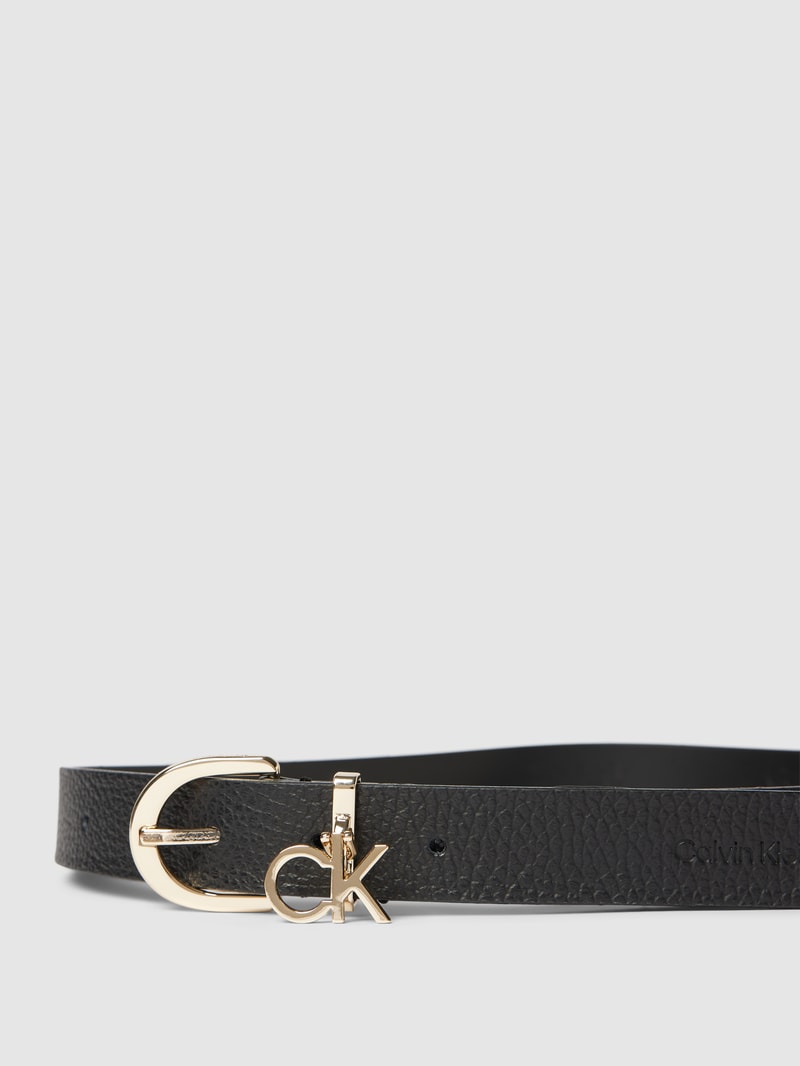 Ledergürtel mit Label-Applikation Modell 'FRAME CHARM BUCKLE' in schwarz