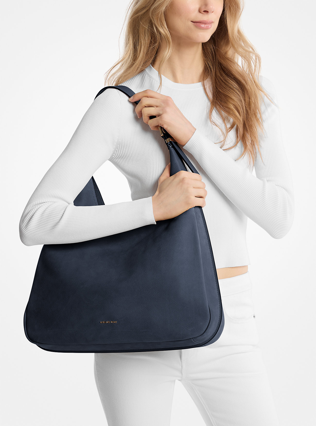 Nolita Stor Nubuck Hobo Skulderveske - MARINEBLÅ