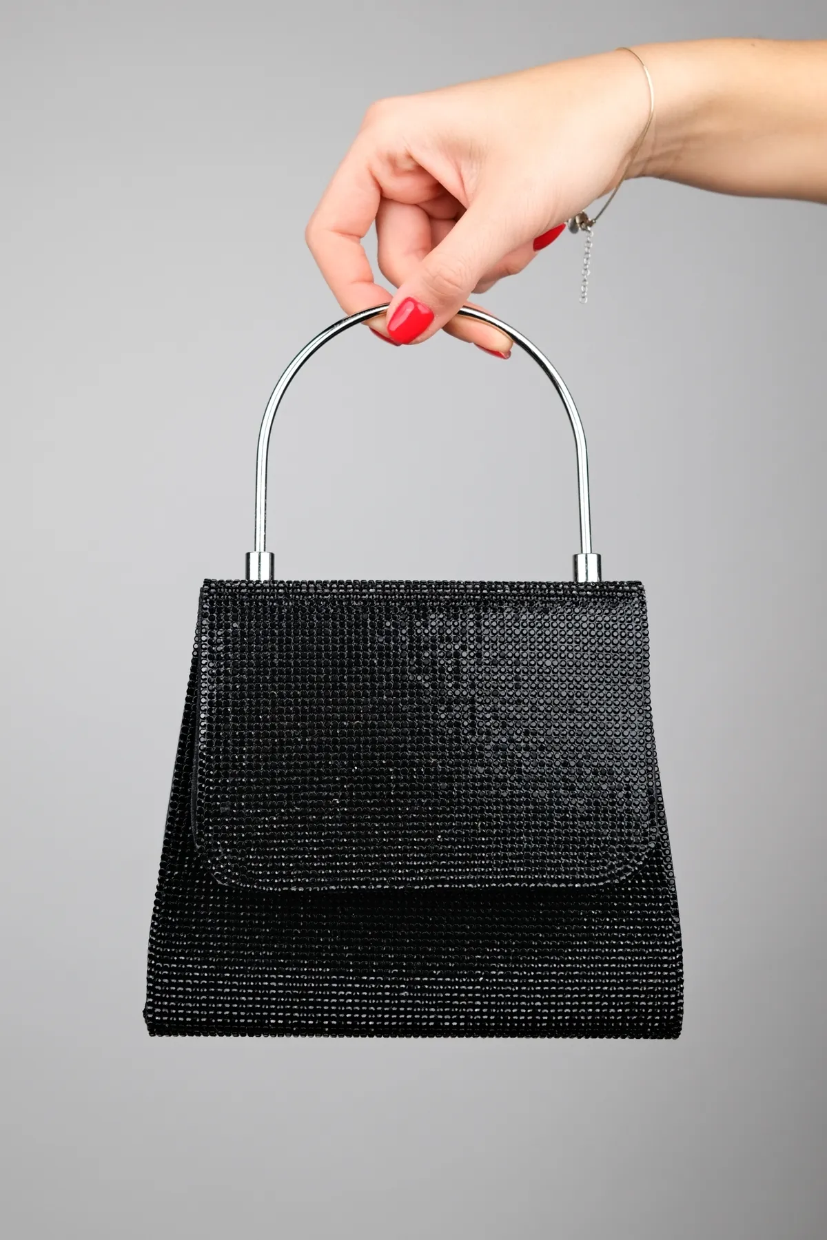 LuviShoes  LAMAYA Schwarze Handtasche mit Steinen für Damen