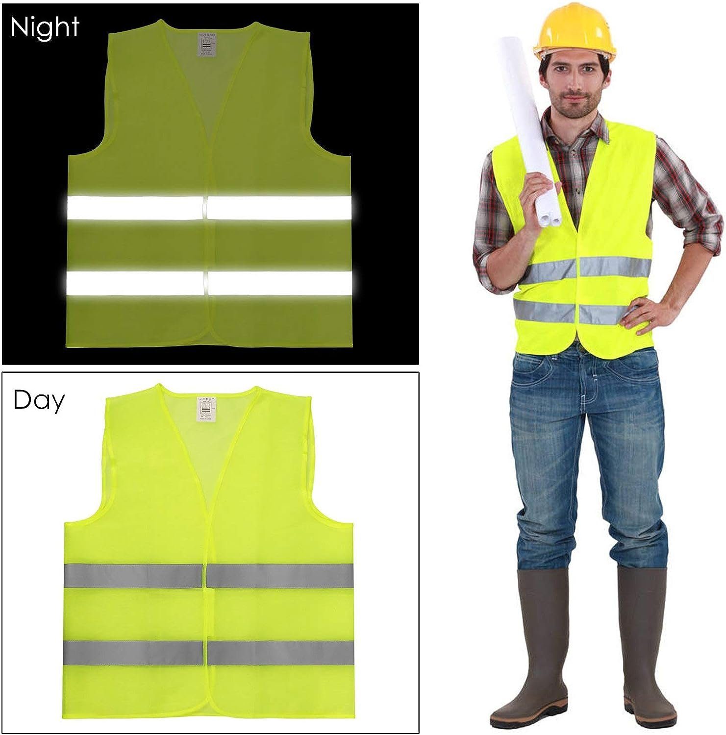 Einemgeld Warnweste 10 Stück Warnwesten Auto Pannenweste, Waschbar, High Visibility Vest