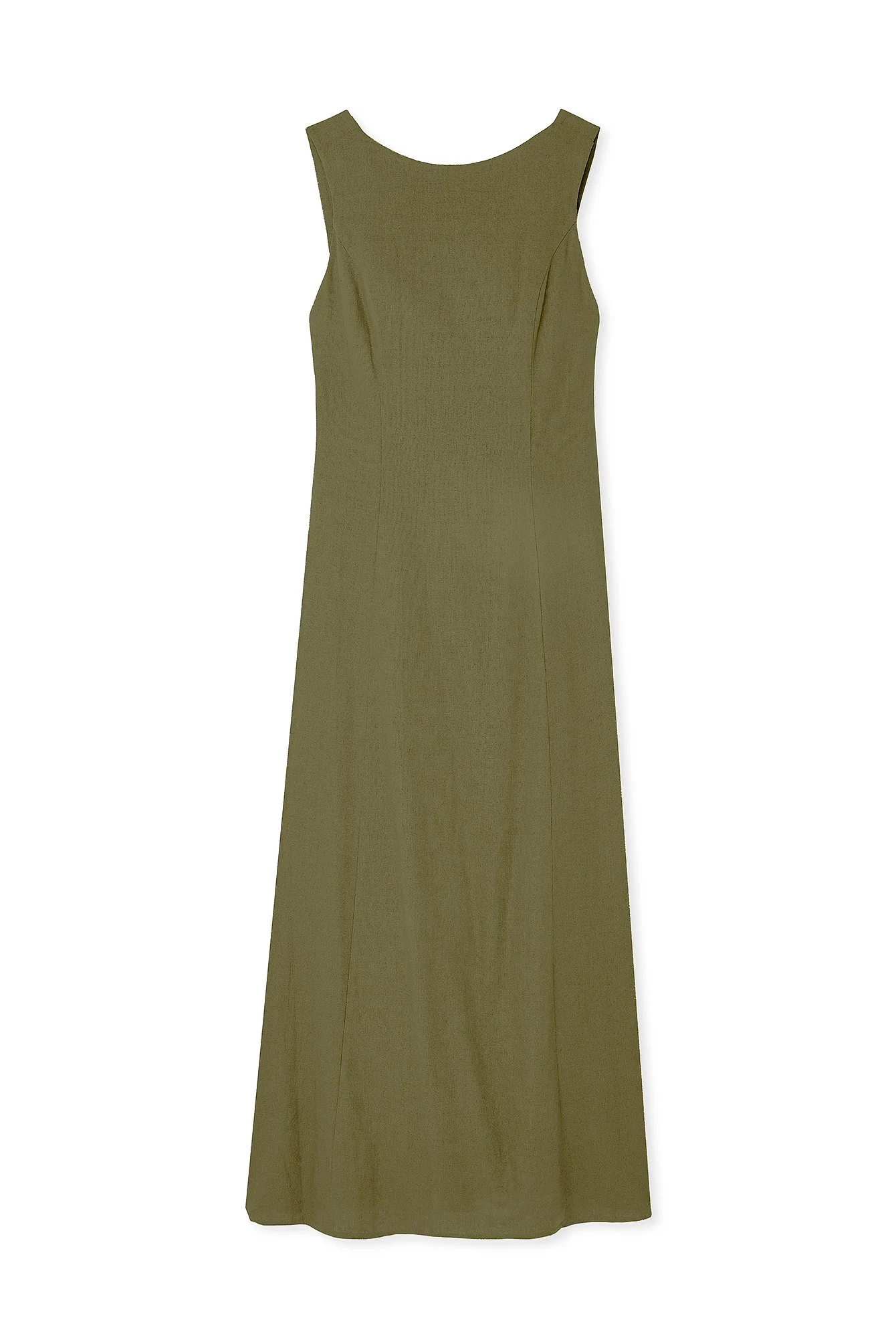 Maxikleid aus Leinen-Mix mit tiefem Rückenausschnitt