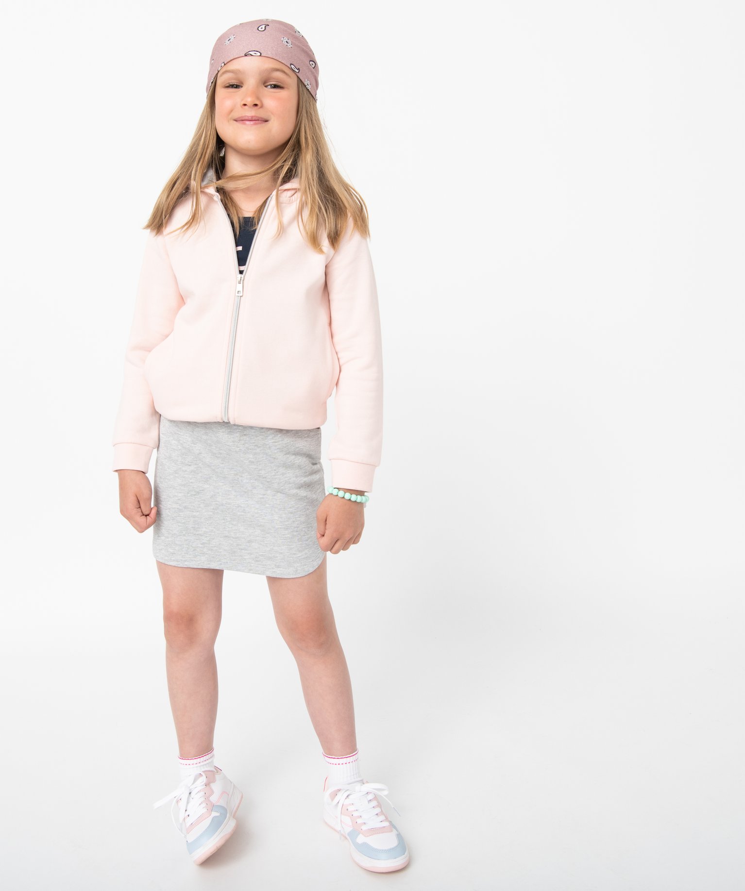 Jupe fille courte en maille jogging gris | GEMO