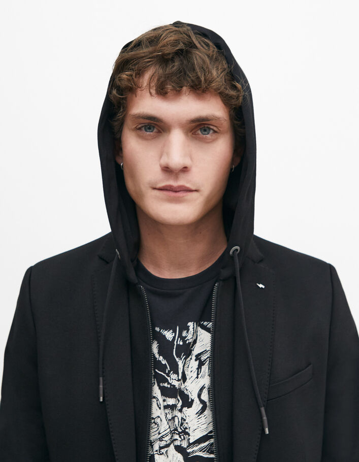 Veste noire Interlock à parementure amovible Homme
